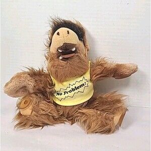 Vintage 1980s 8” ALF Car Plush Window Cling w/ Suction Cups “No Problems!” Shirt